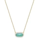 Tinkbush Pendant Necklace for Women,Simple and Elegant,Adjustable Chain,14K Gold Plated with 1 Delicate Cluster Stone,Gift Bag and Jewelry Box,Christmas Birthday Party Gift For Women (HEXAGON-PEACOCK GREEN)