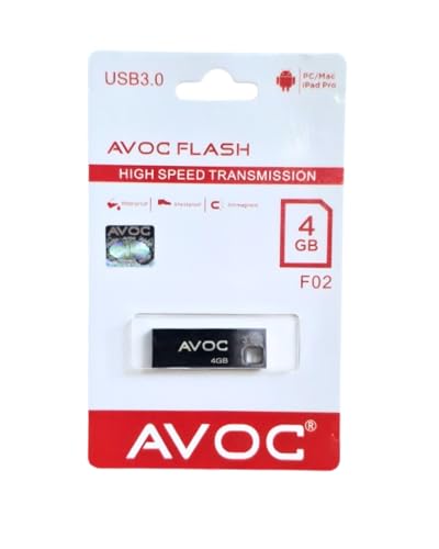 Image of AVOC HIGH Speed Metal USB 3.0 Flash Drive - High Read Speeds up to 15MB /s & Write Speeds up to 10MB /s - Ideal for Data Transfer & Storage - (AVOCPD /F02) (4, GB)