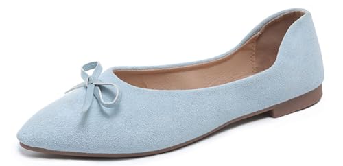 Women's Ballet Flats Pointed Toe Dress Shoes Comfortable Bow Mary Jane Shoes Ladies Flats for Dressy Office