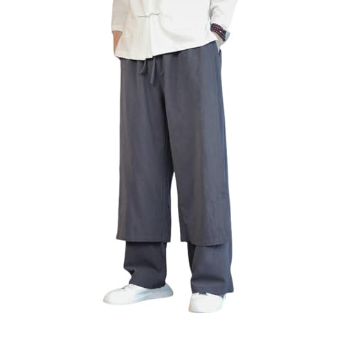 Pantalon ample homme pour l'automne en coton et lin style chinois rétro