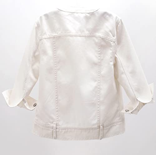 Kedera Women Denim Jacket Button Down Collarless 3/4 Sleeve Cropped Jean Jacket2