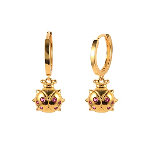 Créoles avec pendante coccinelle argent 925 femme le cadeau symbolique idéal rempli d'éclat