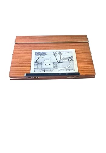 Image of Wooden Table Top Writing Desk Elevator with Acrylic Finish Teak Color, Thickness 10mm, Size 24x18 Inches