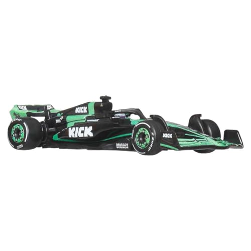 Image of Hot Wheels 1:64 Scale Formula1 2025 Kick Sauber F1 Team (#24) Collectible Toy Race Car with Real Riders Tires & Metal /Metal Body & Chassis