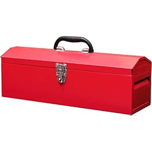 BIG RED TB101 Torin 19″ Hip Roof Style Portable Steel Tool Box with Metal Latch Closure and Removable Storage Tray, Red, 19.1″ x 6.1″ x 6.5″