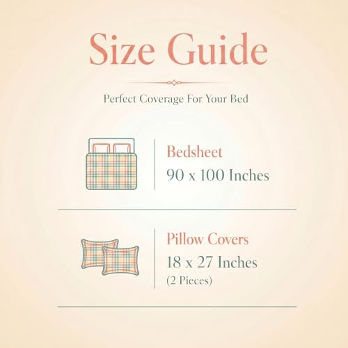 Image of BSB HOME 240 TC Cotton Feel Bedsheet with 2 Pillow Covers, Soft & Breathable Printed Double Bed Sheet for Bedroom, Fade Resistant & Easy Care - 90 x 100 Inches (228 x 254 cm) - Pastel Multi Plaid