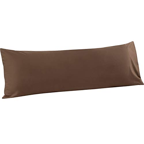 FLXXIE Body Pillow Cover - Super Soft Microfiber 20x54 Body Pillow Case - Envelope Closure, Wrinkle, Stain Resistant Brown Body Pillowcase, 20x54, Brown