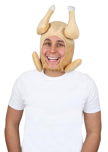 HENBRANDT Chapeau de dinde en peluche pour adulte avec trou pour le visage - Chapeau fantaisie pour Thanksgiving et Noël - Accessoire de déguisement pour homme et femme - 40 cm