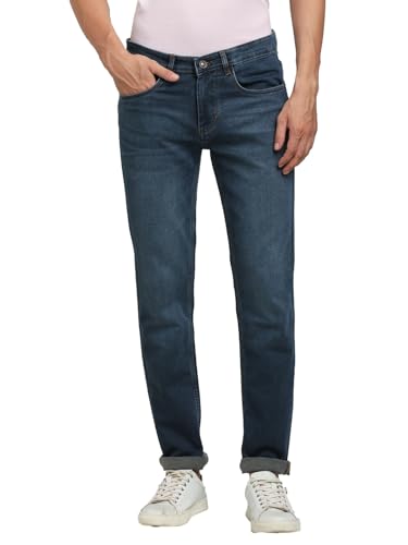 Image of Turtle Men Cotton Stretch Narrow Fit Dark Green Jeans||Men's Jeans||Men's Denim||Stretchable Jeans