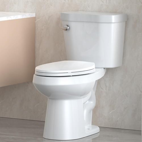 Two-Piece Toilets for Bathrooms, Comfort ADA Height 17.5', Elongated with Under-Locking Lid, Soft...