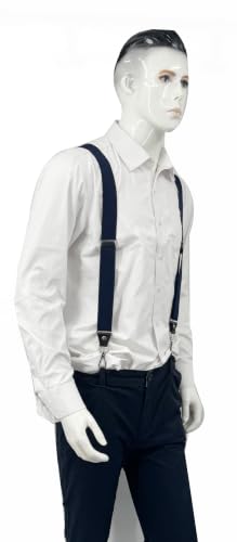 Image of Mens Suspenders with 3 Swivel Hooks Belt Loops 1.4 Inch Wide Heavy Duty Adjustable Braces