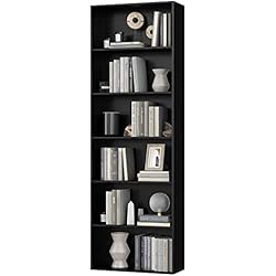 Estanteria Sketchup FirFurd 180cm Estantería Almacenaje Madera, Librería con 6 Baldas, Libreria Estanteria, Estantería Libros, Mueble Estantería para Salón, (Negro)