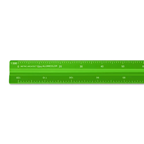 Image of Alumicolor Aluminum Architect Metric Solid Drafting Scale, 30 Centimeter, Green