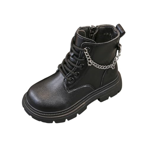 IWIHMIV Kids Girls Tie Knot Ankle Boots Chunky Low Block Heel Non Slip Dress Booties Winter Shoes With Zipper