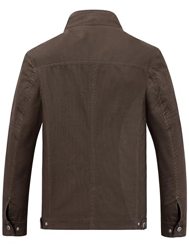 Image of wantdo Men's Cotton Lightweight Military Jacket Casual Windbreaker | Zipper and Snap Closure,Windproof,Stand Collar,Regular Fit,Versatile Outerwear,Spring Fall Daily Wear