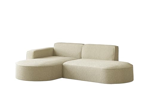 Kaiser Möbel - Ecksofa, Sofa L-Form Designer Modena Studio - Modern Design Couch - Freistehende Sofa Wohnzimmer - Seite Links - Stoff Quelle - Farbe Beige - 165x236x78 cm – Bild 4