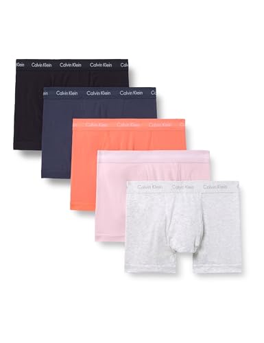 Calvin Klein Trunk 5PK 000NB2877A - Traje de baño para Hombre, Multicolor (Negro/Nieve Jaspeado/Coral Pop/Tinta/po), Talla XL, Multi (Negro/Jaspeado/Coral Pop/Tinta/po), XL