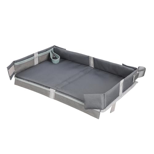 Cubierta de mesa de viaje: superficie de actividad plegable, estera organizadora | Estación segura para bocadillos, diseño de bolsillo ajustable, mesa de juego ligera para vacaciones, viaje en coche