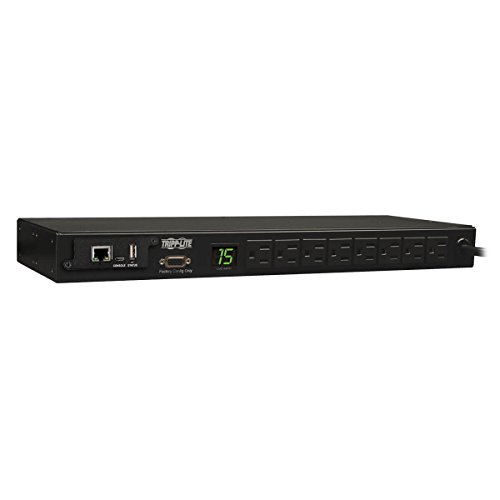 Image of Tripp Lite 1.4kW Single-Phase Monitored PDU with LX Platform Interface, 120V Outlets (8 5-15R), 5-15P, 12ft Cord, 1U Rack-Mount, TAA (PDUMNH15)