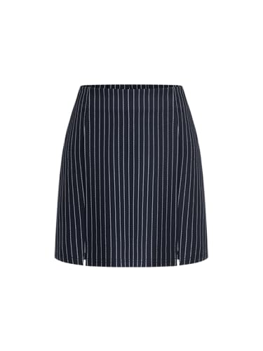 CIDER Women's Striped Mini Skirt High Waist Casual Slim Fit Workwear Short Skirt