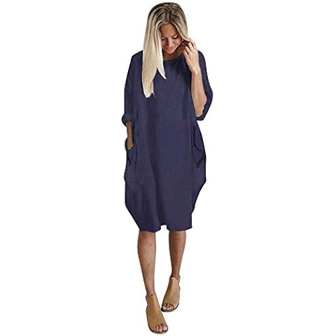 VEMOW Vestido Mujer Largo con Bolsillo Tallas Grandes Cover