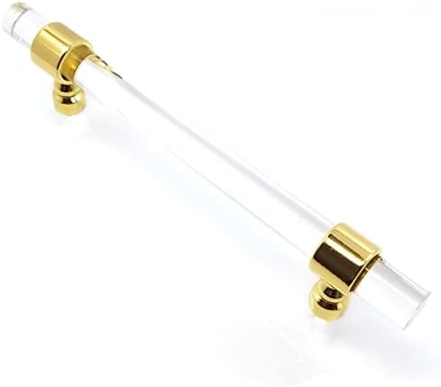 3.75" 5" 6.3" Lucite Drawer Pull Acrylic Gold Clear Dresser Pulls Cabinet Door Handles Bar Pull Knobs Bathroom Handle Hardware 96 128 160 mm (3.75'' Hole to Hole)