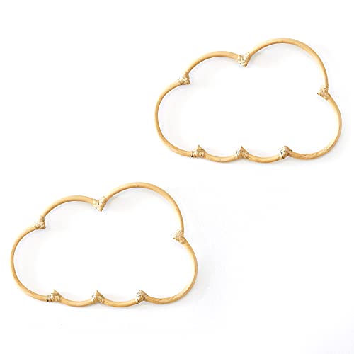 Image of BEBE BASK Handmade Wicker Cloud Décor Set of 2 - Rattan Cloud Decorations - Décor for Bedroom and Baby Nursery Wall - for Girls Room