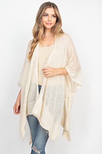 Image of RIAH FASHION Bohemian Sequin Glitter Shawl Wrap Poncho - Kimono Cardigan, Sparkly Metallic Mesh Scarf, Open Knit Crochet