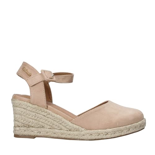 Espadrilles REFRESH beiges au talon compensé de 7cm et semelle en corde authentique