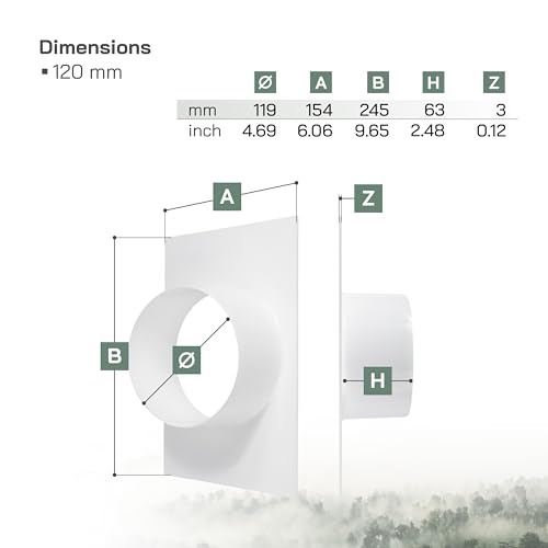 Vent Systems Ø120 mm Lüftungskanalverbinder Flansch gerade Lüftungsrohr Kunststoff Kanalverbinder Platte für Kühlung Heizung Lüftungssystem HVAC 12 cm