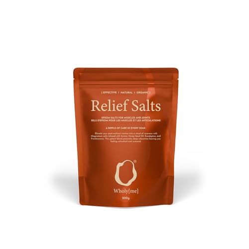 WholyMe Epsom Salt Bath Salts - Natural Bath Soak for Muscle and Joint Recovery - Made in the UK - Arnica Frankincense and Eucalyptus Essential Oil - Great for Post Workout and Relaxation - 200g