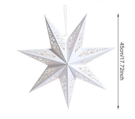 Confezione da 3 lanterne di carta a forma di stella, fuochi d'artificio, luci a forma di stella, decorazione da appendere per interni ed esterni, per matrimoni, feste di Natale (bianco, 75 cm)