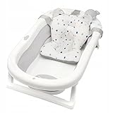 Primabobo My Toy klappbare Badewanne für Babys im Alter von 0-36 Monaten, Neugeborenenwanne mit rutschfesten Füßen, Ergonomischem Kissen und abnehmbarem Spielzeug (Grau)…