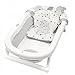 Primabobo My Toy Baignoire pliable, pour bébé de 0 à 36 mois, avec pieds antidérapants, coussin ergonomique et jouets amovibles, grise