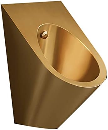 Wall-Mounted Male Urinal,Automatic Induction Urinal Small Commercial Vertical Drainage Public Toilets,Gold-Urinal + Sensor