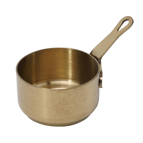 Pumixiy Mini sartén para alimentos para bebés, calentamiento de leche, café y salsas, olla de acero inoxidable de 100 ml con mango largo y colgante H (oro (60 ml)