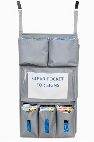 Image of It's Sew EZ PPE Isolation Door Caddy - 8 Pockets - NFPA-701 Fire Resistant Nylon Oxford with Two Stainless Steel Hooks included (Silver)