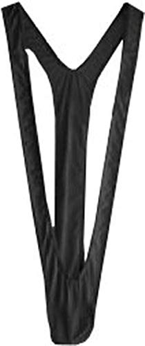 Creamlin Discoball Herren V-String im Borat-Style, verstellbar, dehnbar, sexy, Unterwäsche, Strapsbody Hosenträger-Tanga, Bodysuit Gr. One size, Schwarz