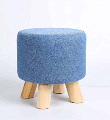 N / B Makeup Toy Round Footrest Ottoman Chair - Change Shoe Stool Feet Rest Fabric Padded Seat Pouf (Blue)