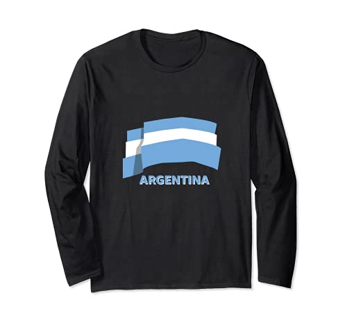 Flag Argentina Long Sleeve T-Shirt, Black