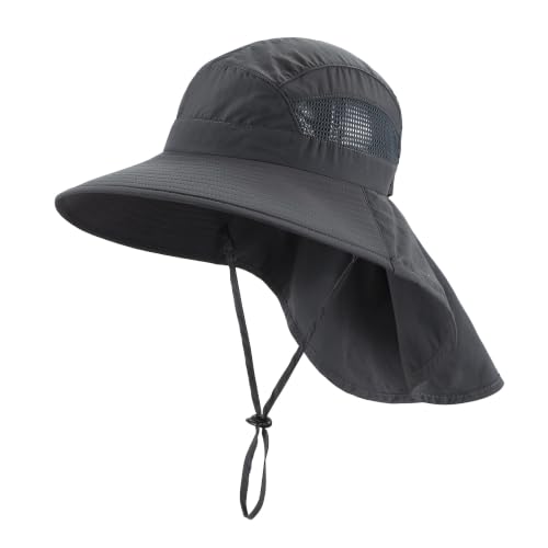 Image of Home Prefer UPF50 Wide Brim Kids Sun Hat Neck Flap Boys Girls Sun Protection Hat for Beach Fishing