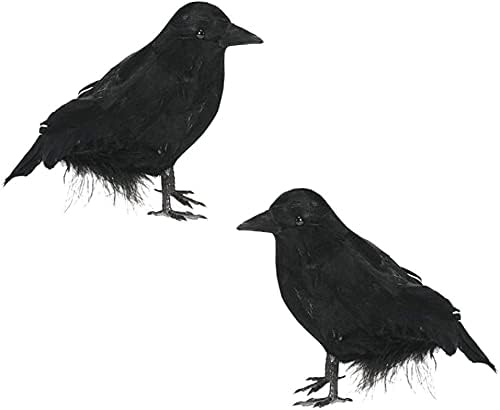 Halloween Decorations Outdoor,Large Fake Hairy Crow