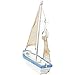 Juvale Life is A Journey, Enjoy It Wooden Sailboat Model with Flag, Net, Starfish, and Floating Tube for Nautical Home and Bathroom Boat Decor, Countertop, Shelf (13x8x3 in)