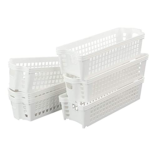 Ponpong Petit Paniers Panier de Rangement en Plastique Blanc, 6 Paquets Cover