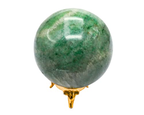 Image of Certified Green Aventurine Crystal Ball for Meditation - Premium Crystal Vastu Items for Home and Feng Shui Items for Good Luck - Ideal for Pooja Supplies and Spiritual Practices (3 inch Inch)