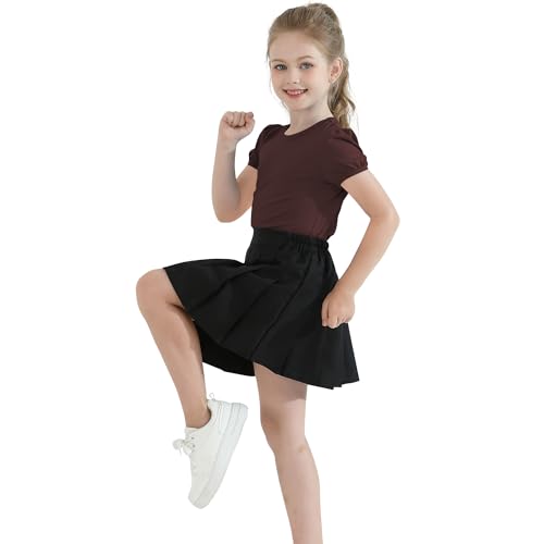 QBK Girls Cotton T Shirts 2T-12Years, Puff Sleeve Crew Neck Tops for Toddlers & Kids4