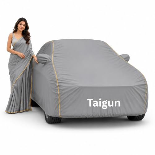 Image of Magic 6-Layer 100% Waterproof Custom Fit Car Cover for Volkswaggon Taigun (All Models) Grey | UV, Heat, Rain, Dust & Scratch Resistant | All Weather Outdoor & Indoor Full Body Car Cover