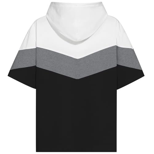 Mens Short Sleeve Hoodie Soft Cotton Color Block T-Shirt Pullover Big Pocket Half Sleeve Summer Sweatshirt2