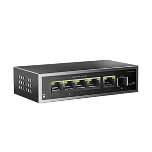 6 Port 2.5Gb Unmanaged Ethernet Switch with 5* 2.5G Base-T Ports, 1*10G SFP Ports, AUMOX PRO 60Gbps Switching Capacity Compatible with 100/1000/2500Mbps for Wireless AP, NAS, PC Plug and Play