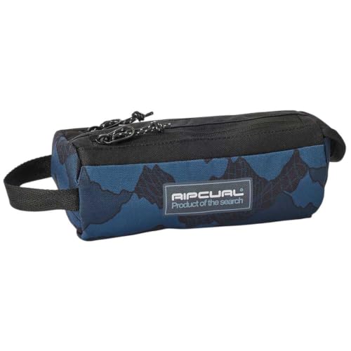 Rip Curl Trousse Scolaire garçon 2 Compartiments imprimé Noir/Bleu - Polyester recyclé - 21 x 8 x 8 cm - Toutes Classes dès Le CP